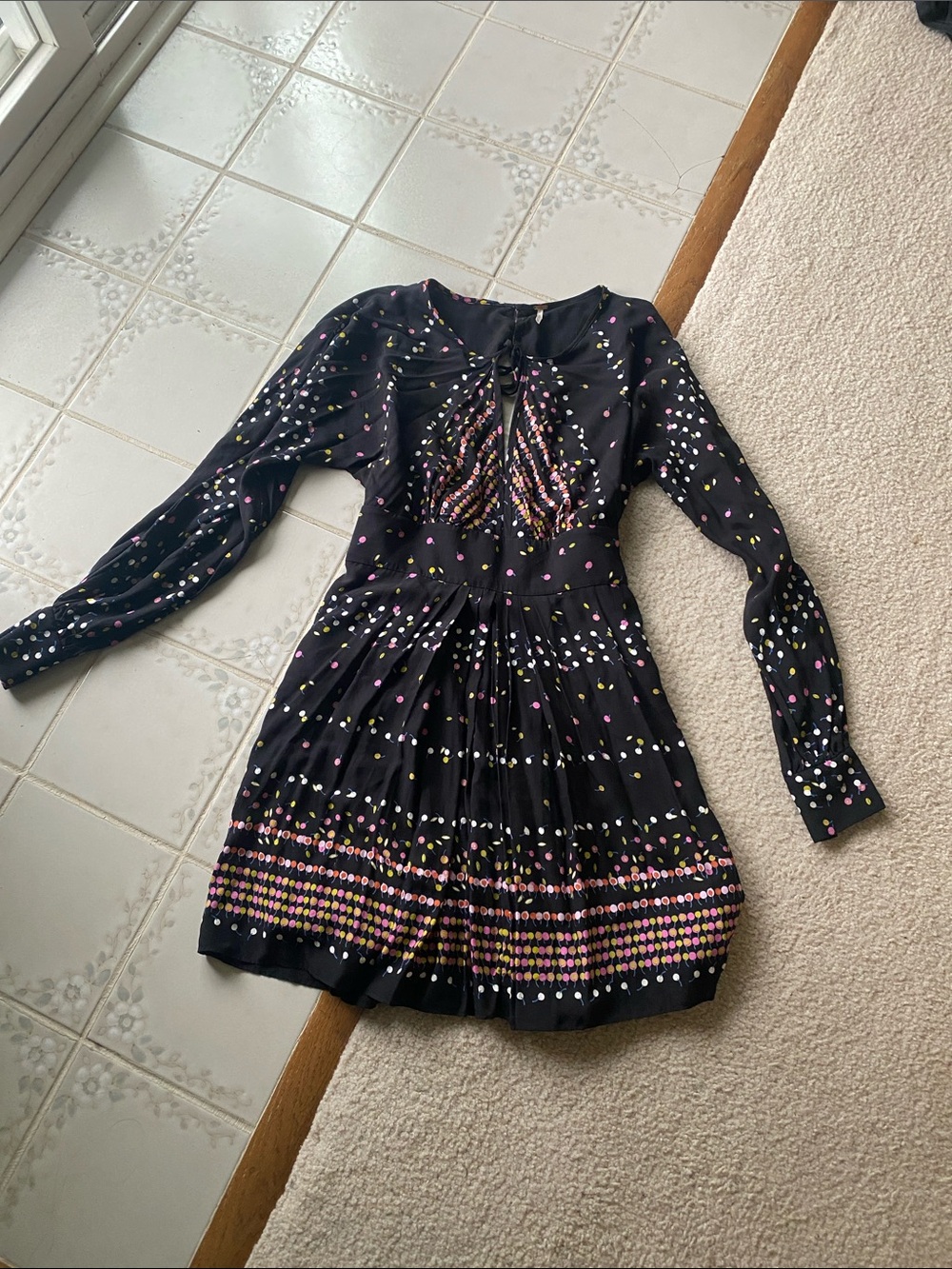 Free people Black Long-Sleeve Polka Dot dress